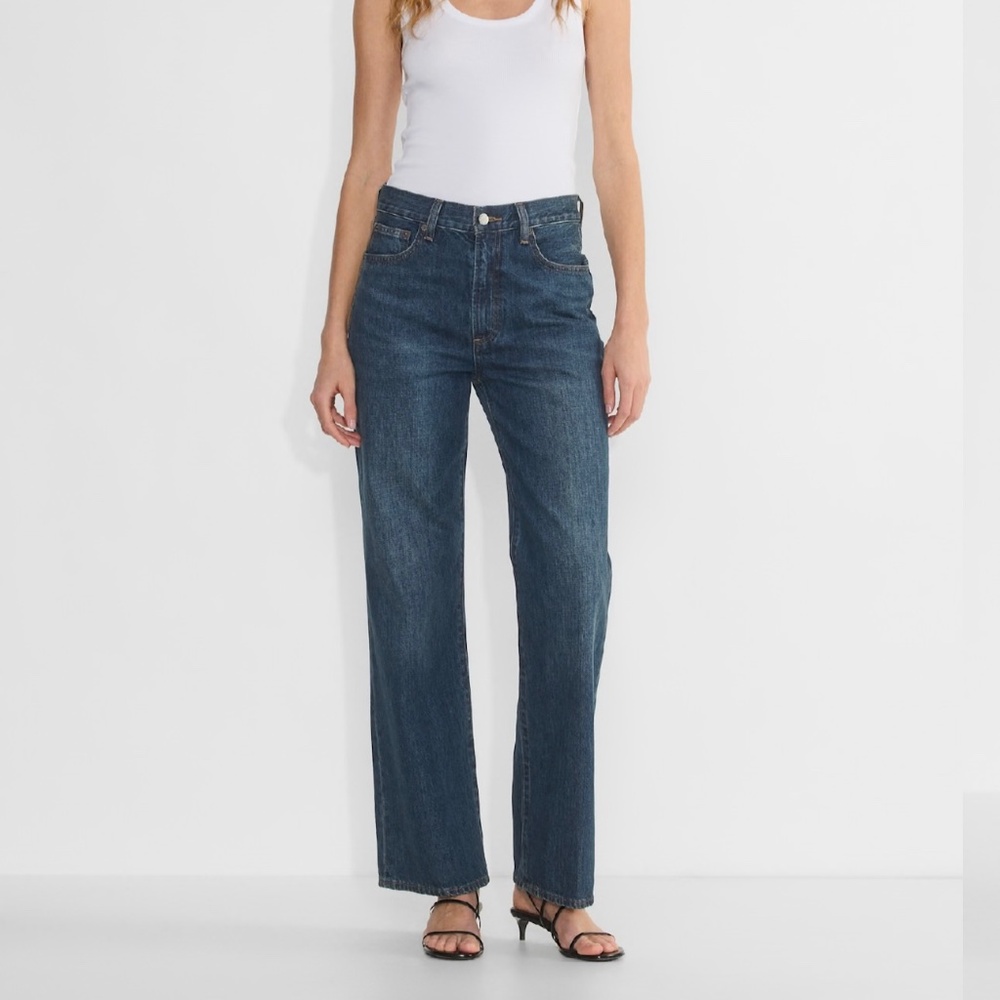 Aritzia The Farrah Hi-rise Wide Jean in Be About Dark Bleu
